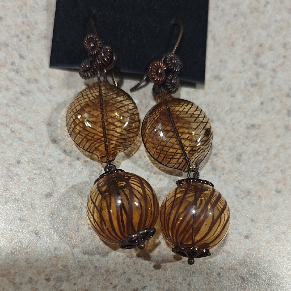 Elegant Brown Beaded Earrings